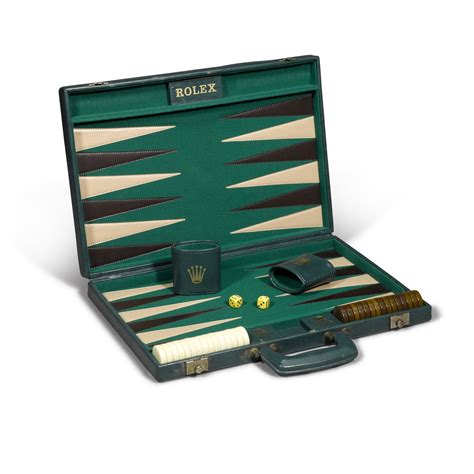 rolex backgammon set|GREEN LEATHER BACKGAMMON SET COMPLETE WITH .